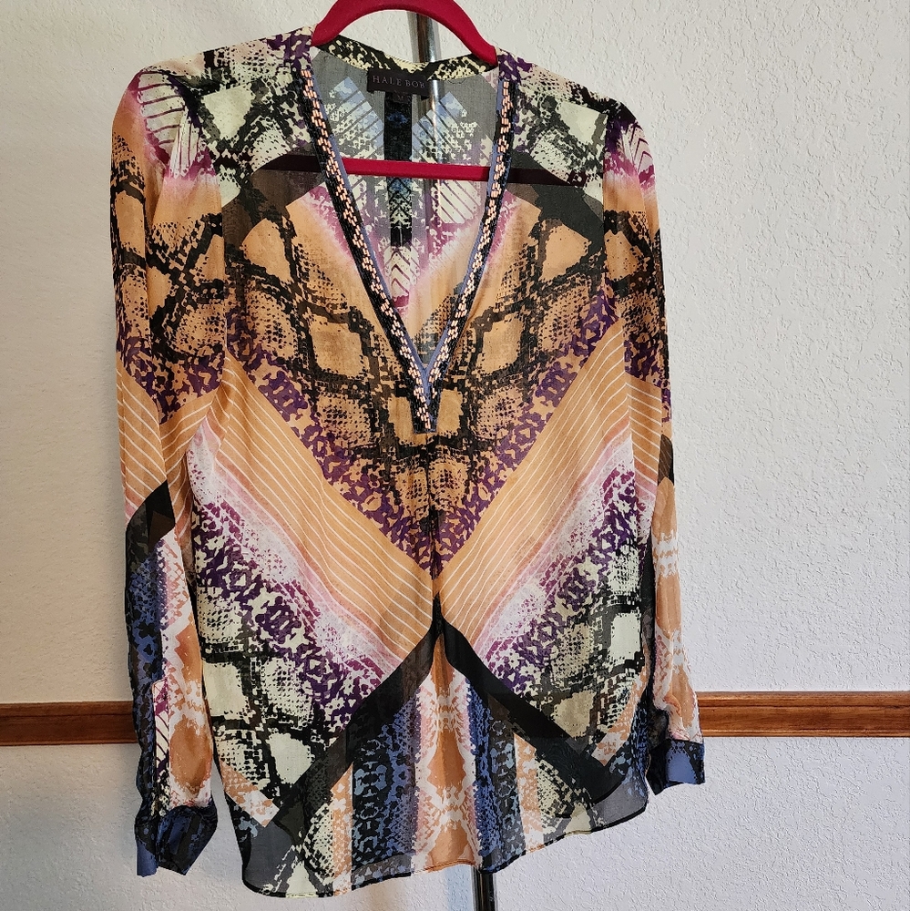 Hale Bob boho snake print top